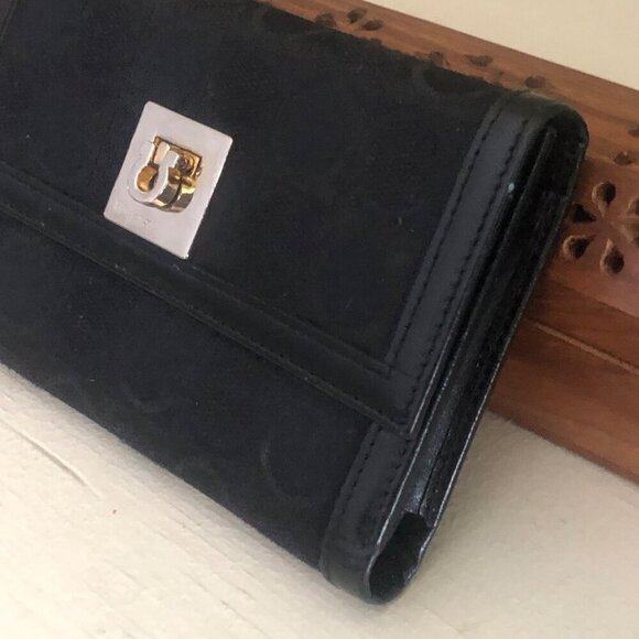 SALVATORE FERRAGAMO Trifold Wallet Gancini Canvas Leather Black - Picture 8 of 16